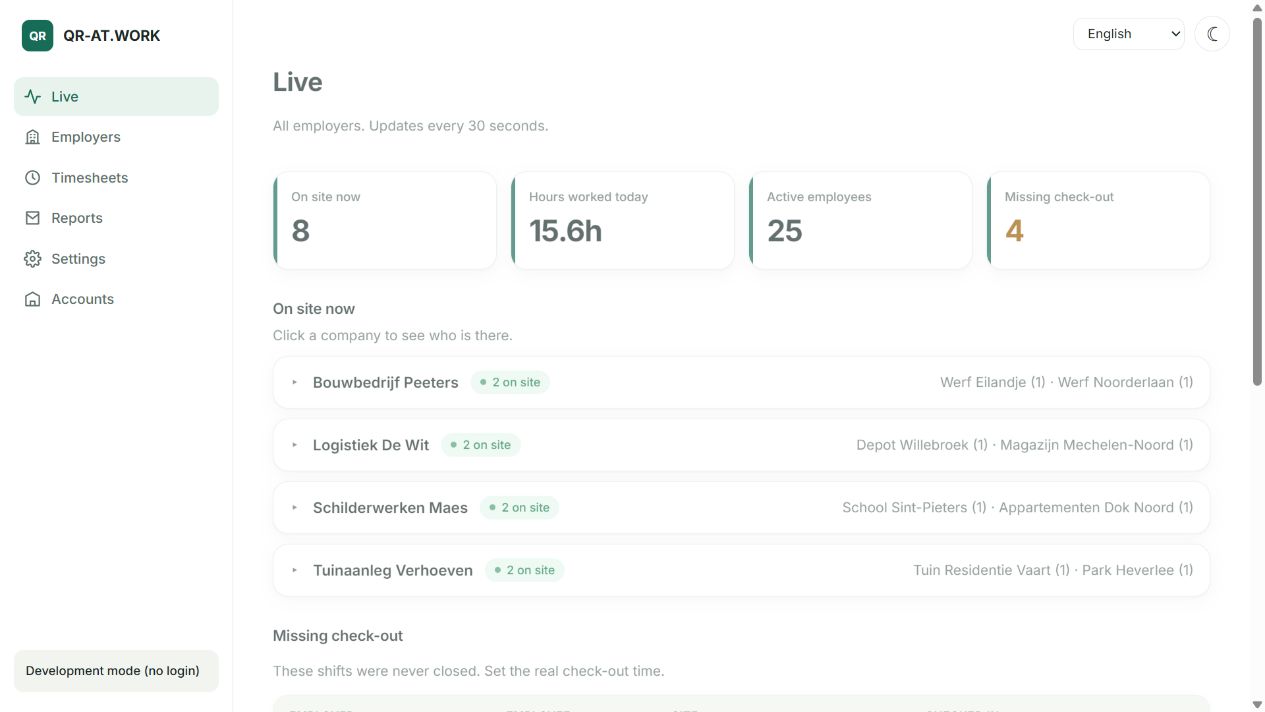 Live overview: See who is present and which entries need your attention.
